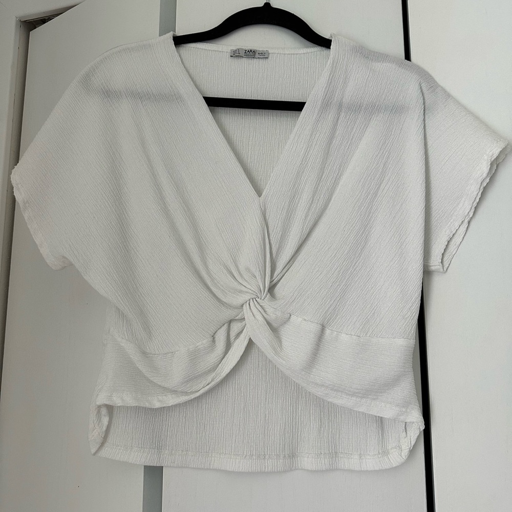 Zara White Knotted Top